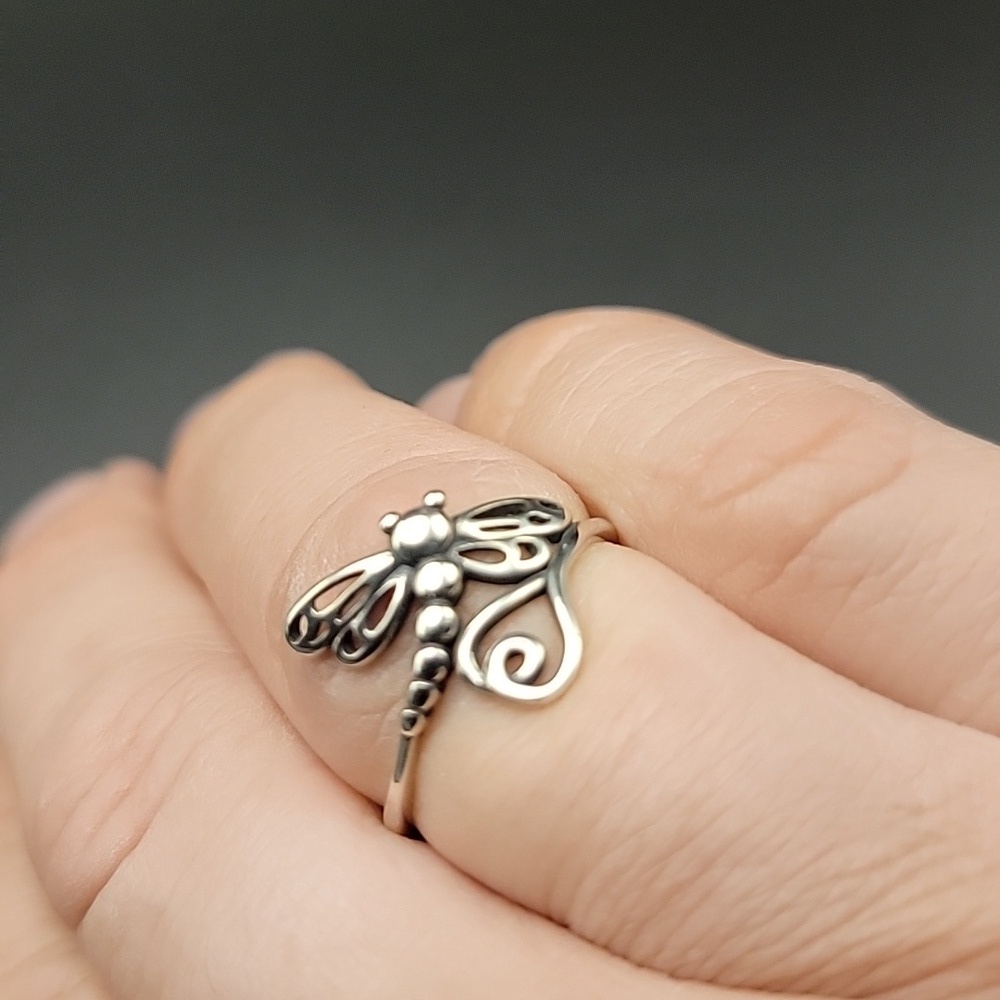 Elegant 925 Sterling Silver Womens Dragonfly Ring Size 9 - Picture 7 of 11
